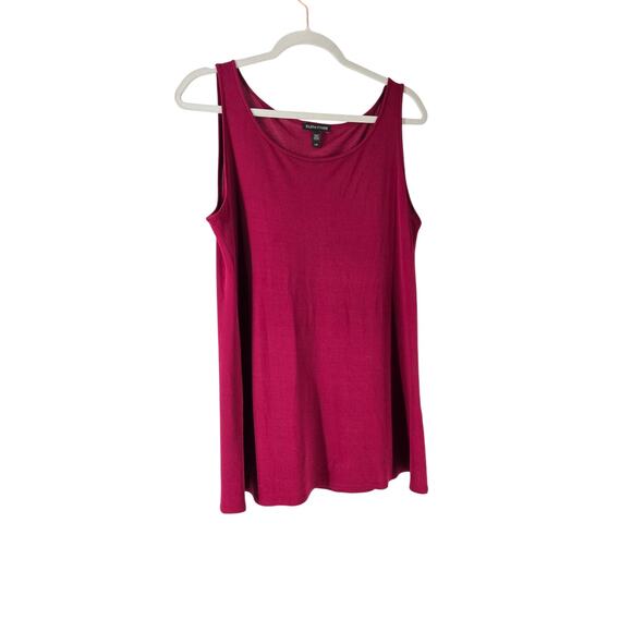 Eileen Fisher 100% Silk Ballet Neck Sleeveless Womens Large Red Wine Casual Prep - Picture 1 of 6